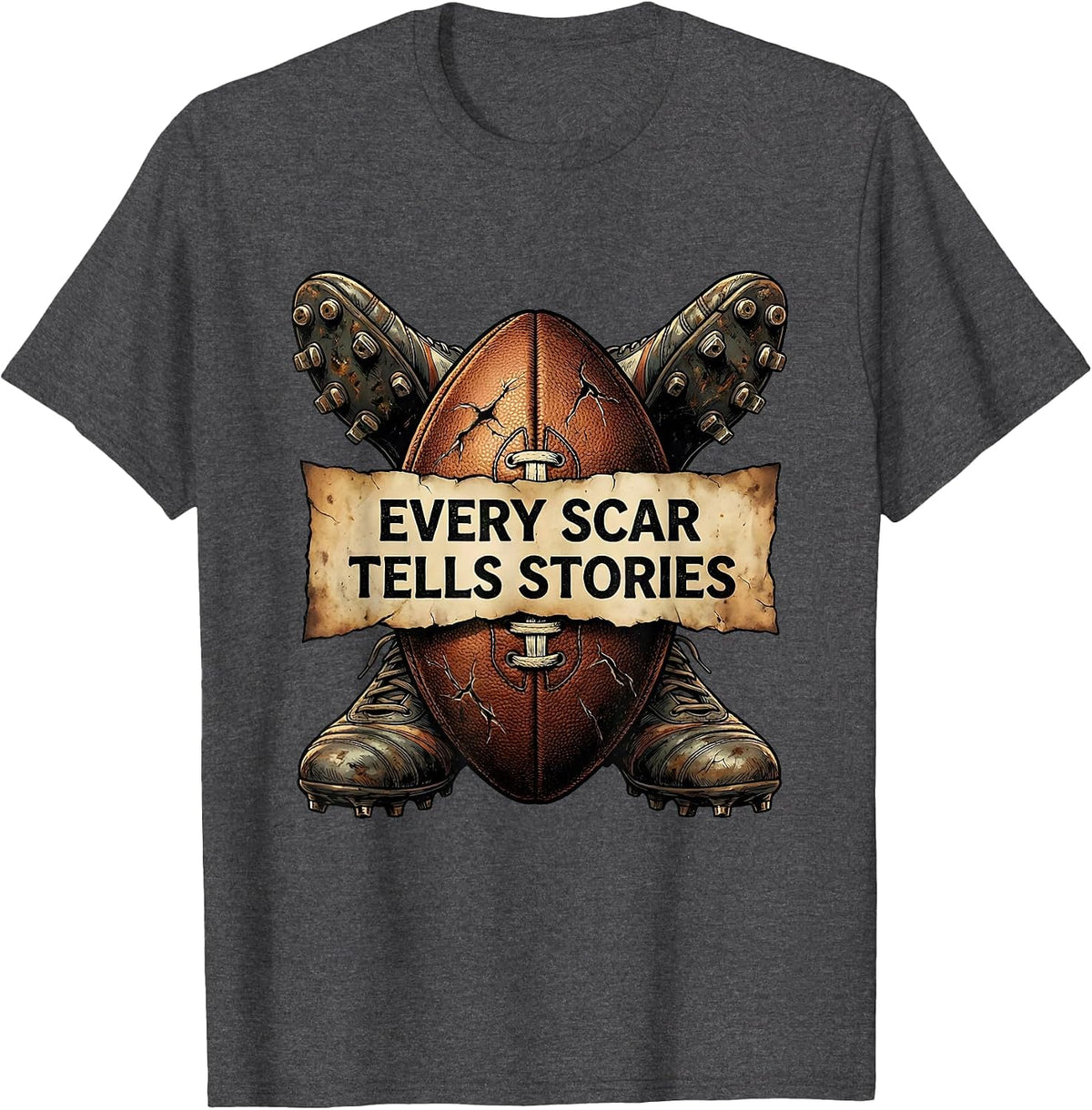 Every Scar Tells Stories Rugby Graphic Design T-Shirt - Dark Heather Grey