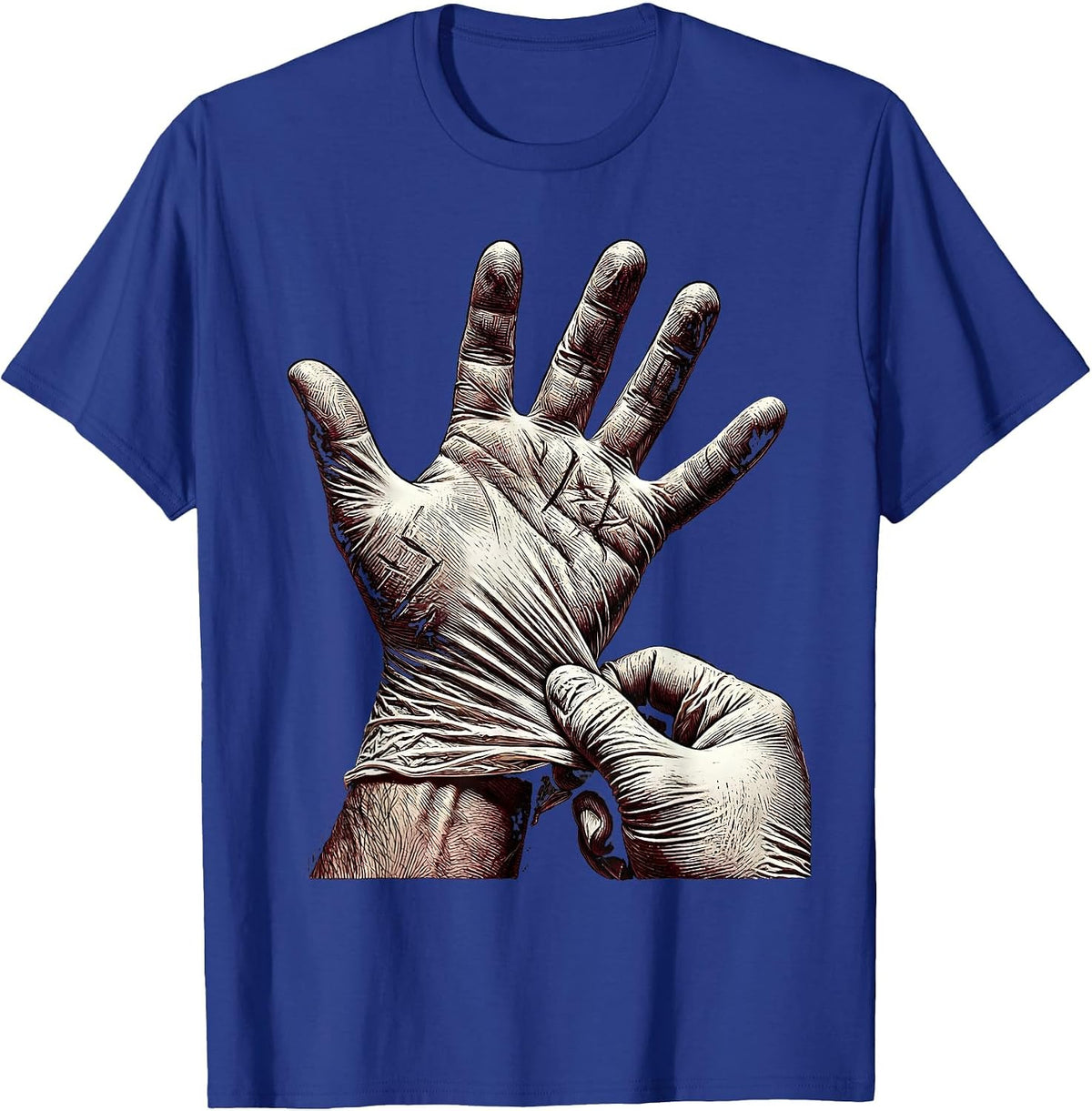 Nurse Surgical Gloves Snap Graphic Tee T-Shirt - Royal Blue