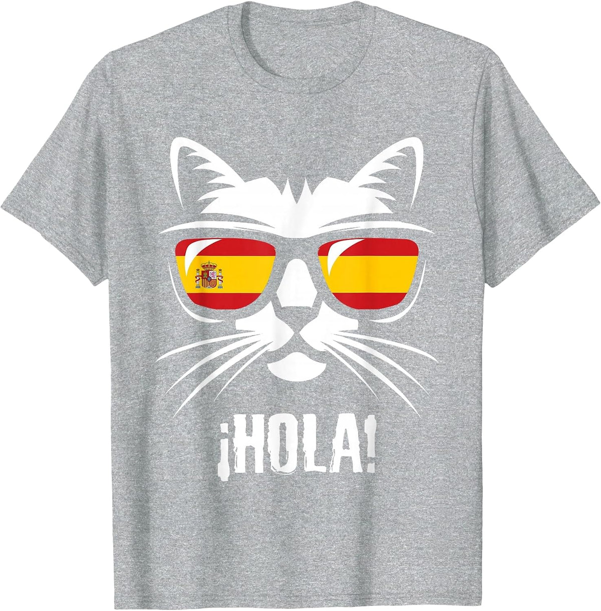 Funny Cat Spanish Flag T-Shirt - Heather Grey