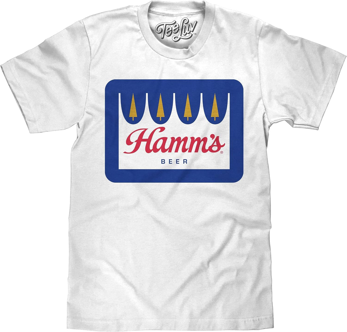 Tee Luv Men's Hamm's Beer Crown Logo Shirt - White