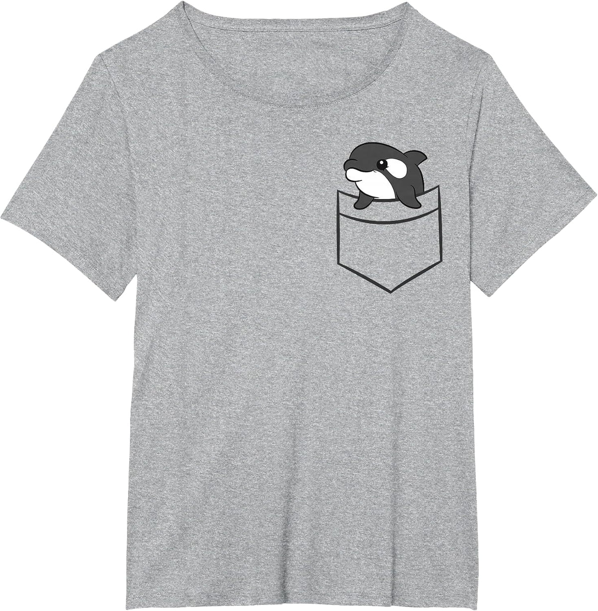 Killer Whale in The Pocket Ocean Sea Love Orcas T-Shirt - Heather Grey