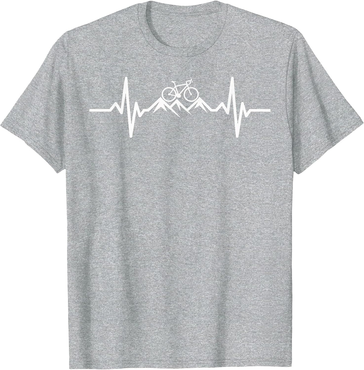 Mountain Bike Heartbeat Bicycle T-Shirt - Heather Grey