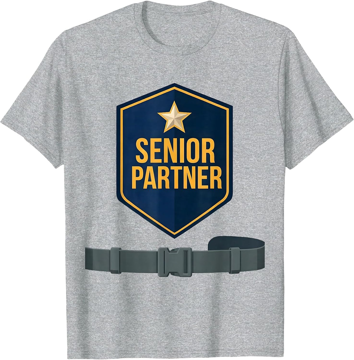 Men's SENIOR PARTNER Flat Vector Halloween Police Officer Costume T-Shirt - Heather Grey