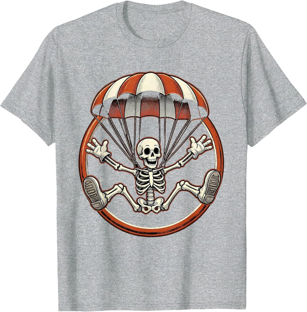 Men's Skeleton Skydiving Parachute Never Better Design T-Shirt - Heather Grey