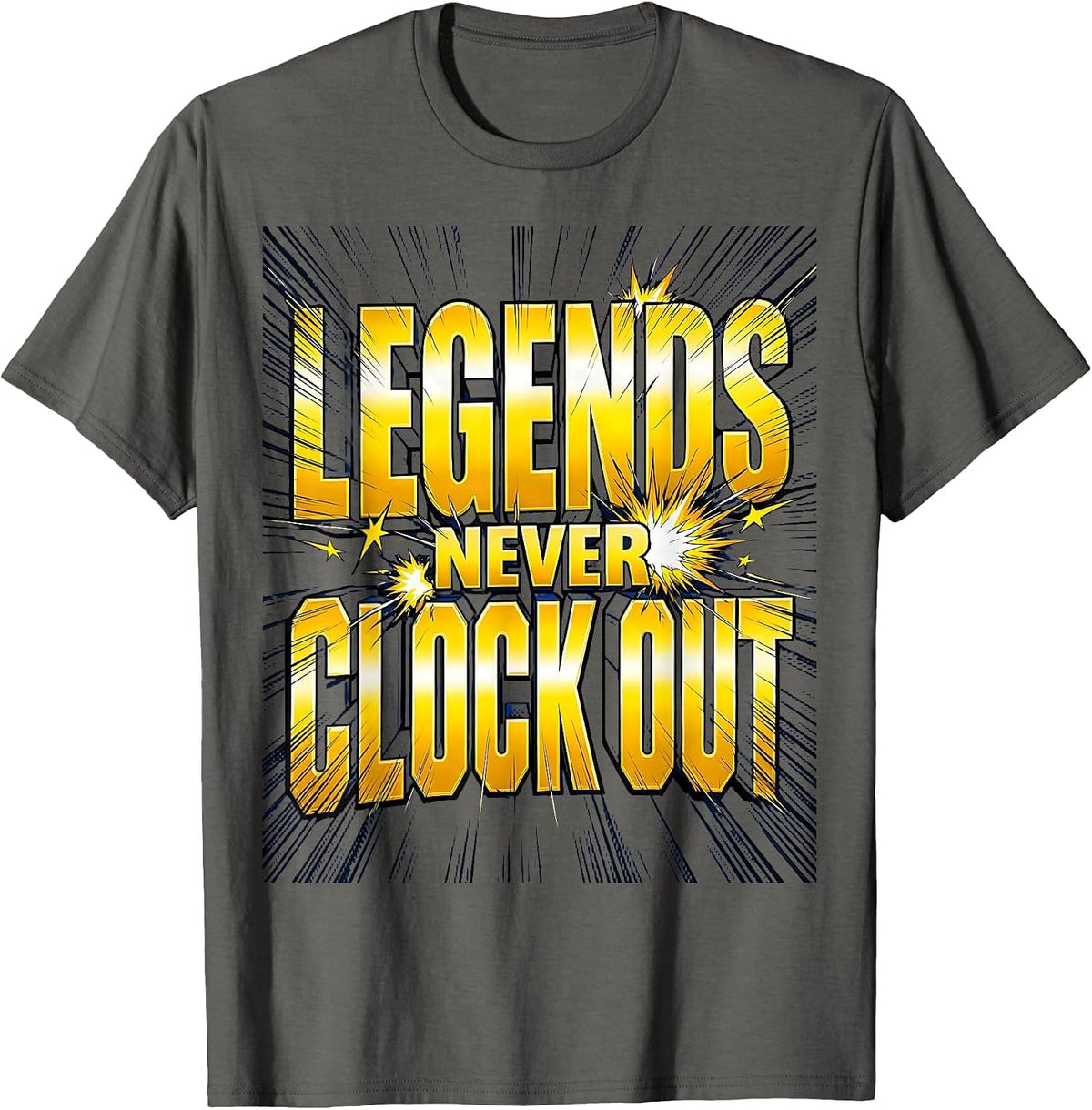 Men's Legends Never Clock Out Novelty Design T-Shirt - Asphalt Grey