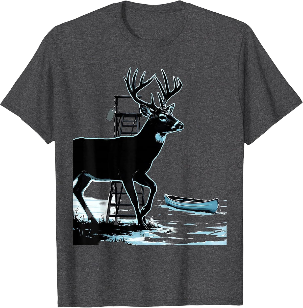 Men's Whitetail Buck Hunting Humor Dad Gift T-Shirt - Dark Heather Grey