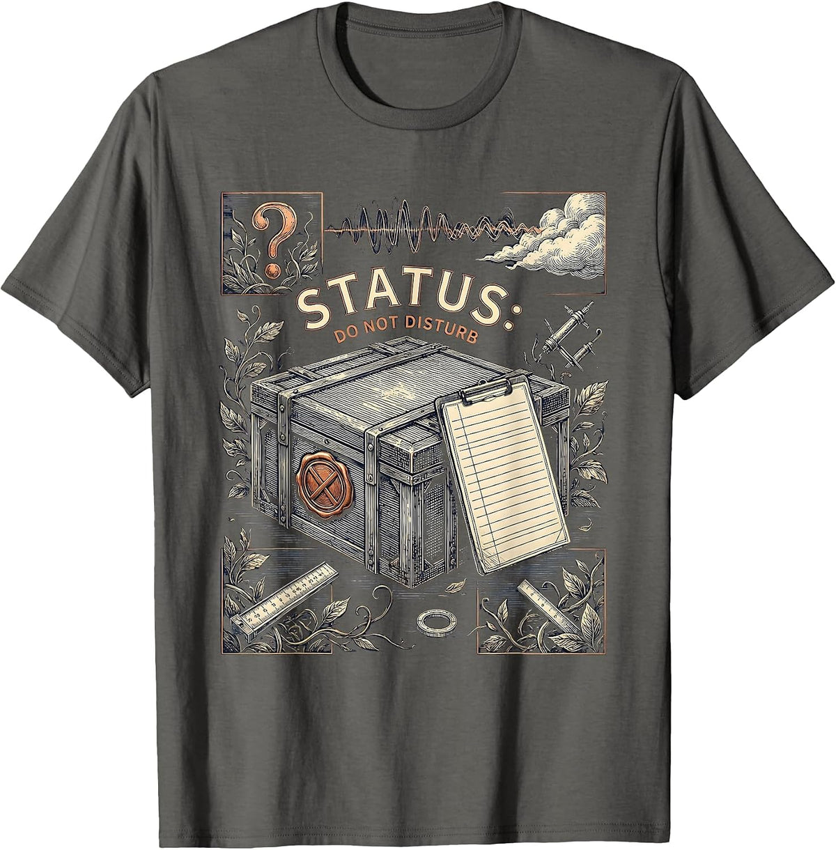 Status Do Not Disturb Funny Physics Quantum Mechanics T-Shirt - Asphalt Grey