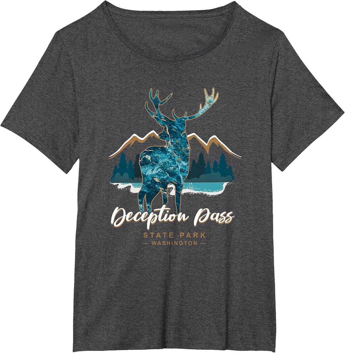 Deception Pass State Park Oak Harbor Washington USA Camping T-Shirt - Dark Heather Grey