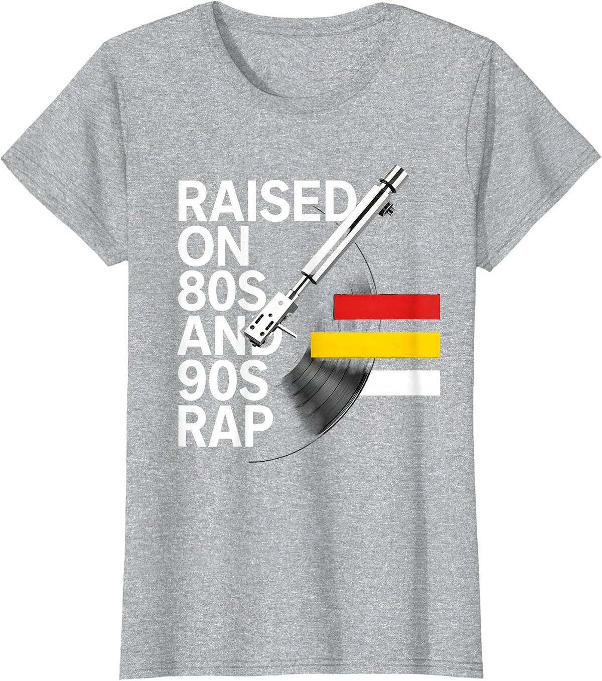 Women's Raised On 80s And 90s Rap Retro Hip Hop Nostalgia T-Shirt - Heather Grey