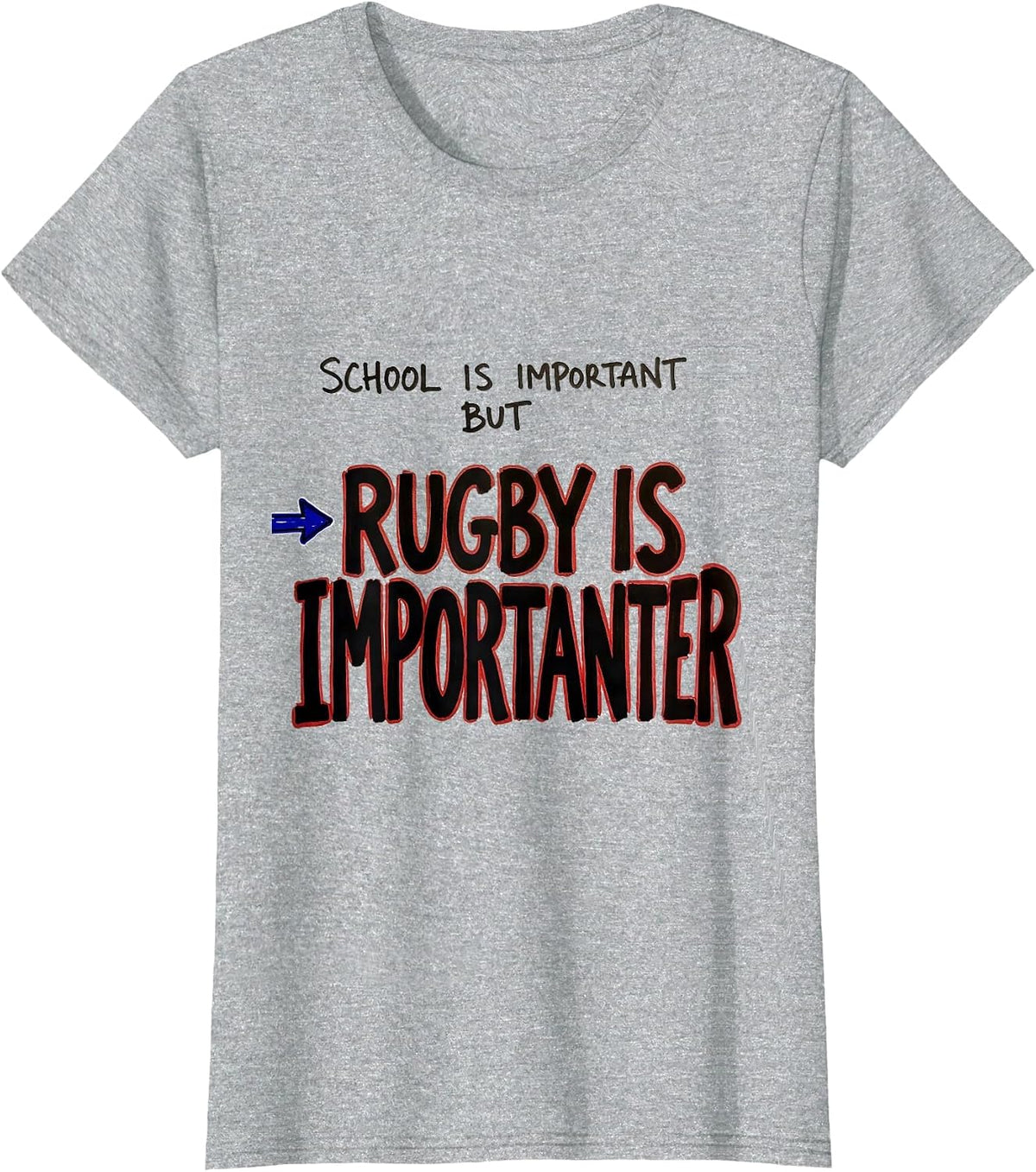 Women's School Is Important But Rugby Is Importanter Youth T-Shirt - Heather Grey