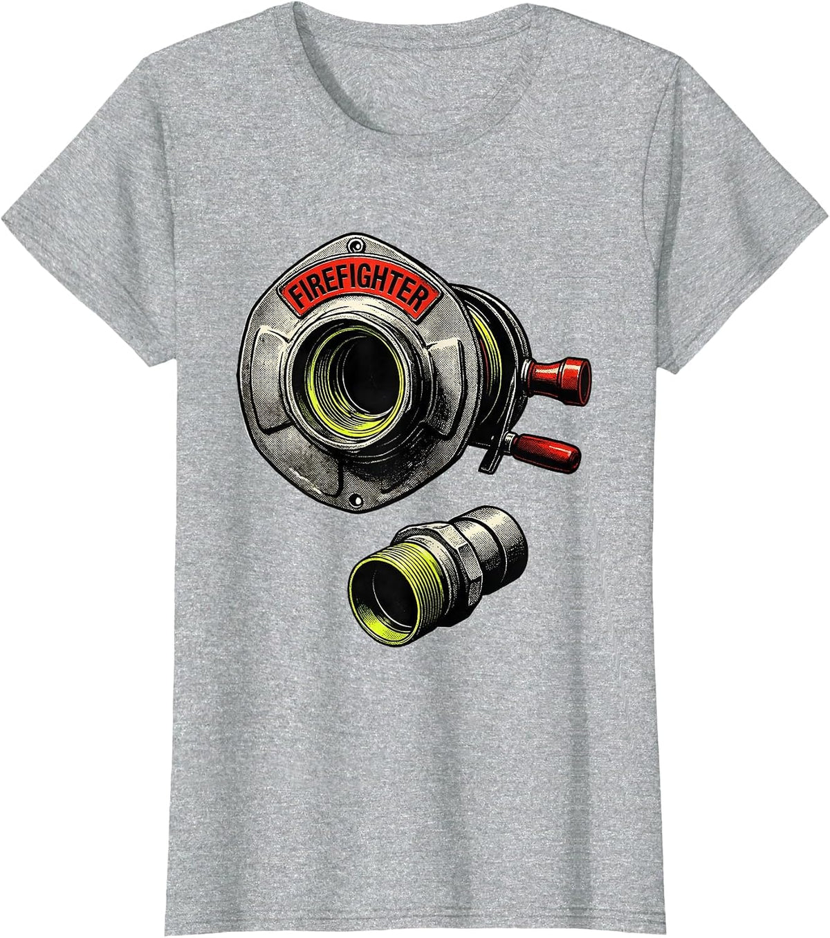 Women's Firefighter Risograph Fire Department Humor Gift for Fireman T-Shirt - Heather Grey