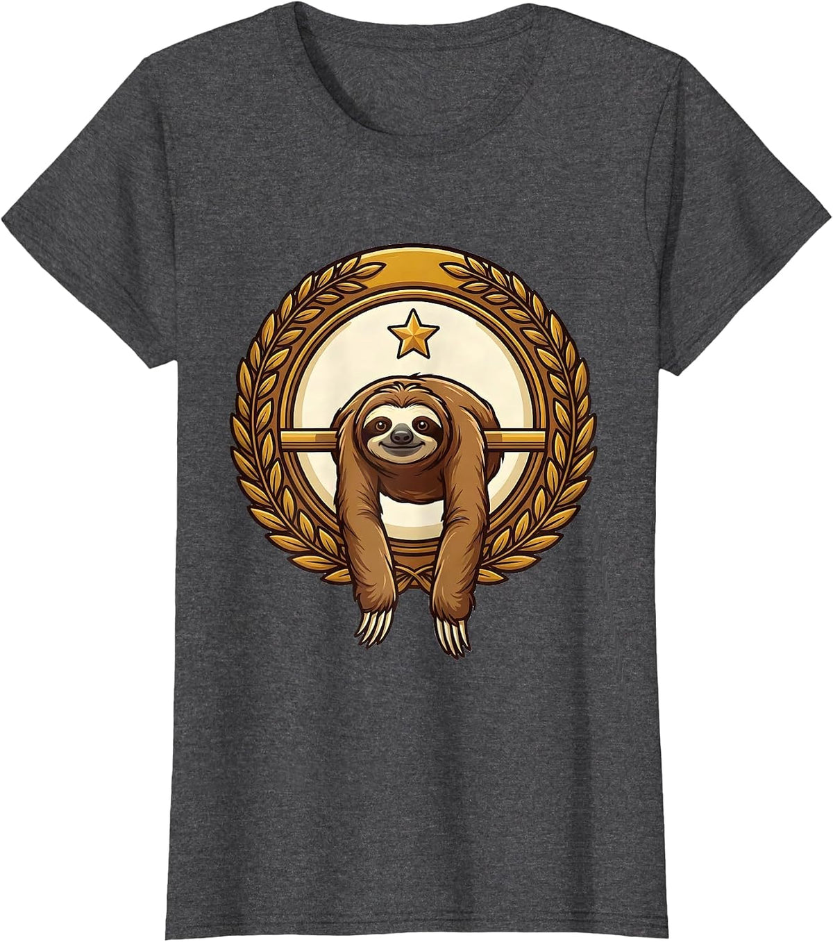 Women's Masked Sloth Chill Cartoon Humor Novelty T-Shirt - Dark Heather Grey