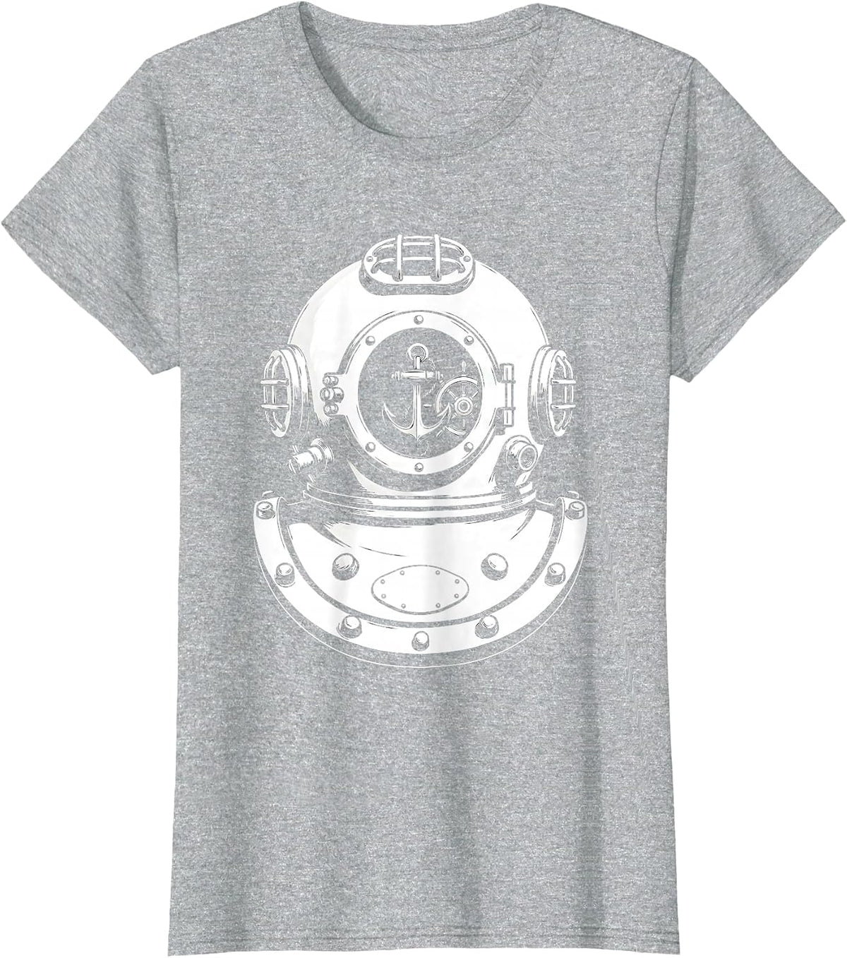 Women's Vintage Diving Helmet Porthole Reflection Sailor T-Shirt - Heather Grey