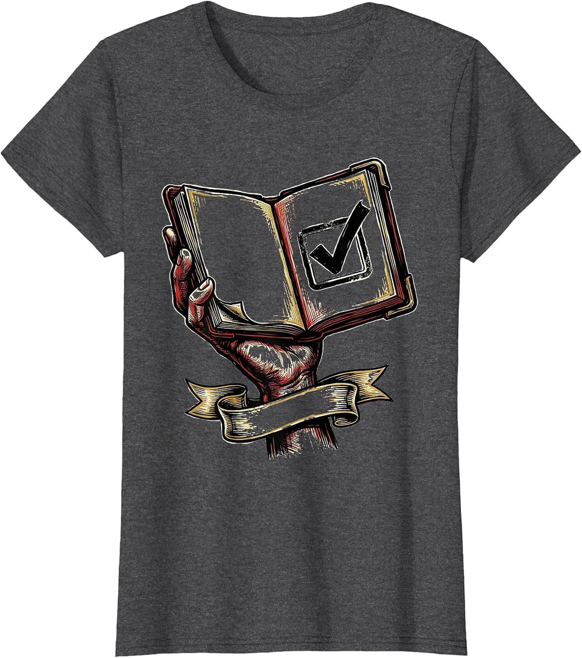 Women's Showcard Ledger Argumentative Humor Deadpan Sarcastic T-Shirt - Dark Heather Grey