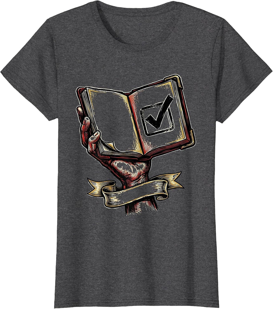 Women's Showcard Ledger Argumentative Humor Deadpan Sarcastic T-Shirt - Dark Heather Grey