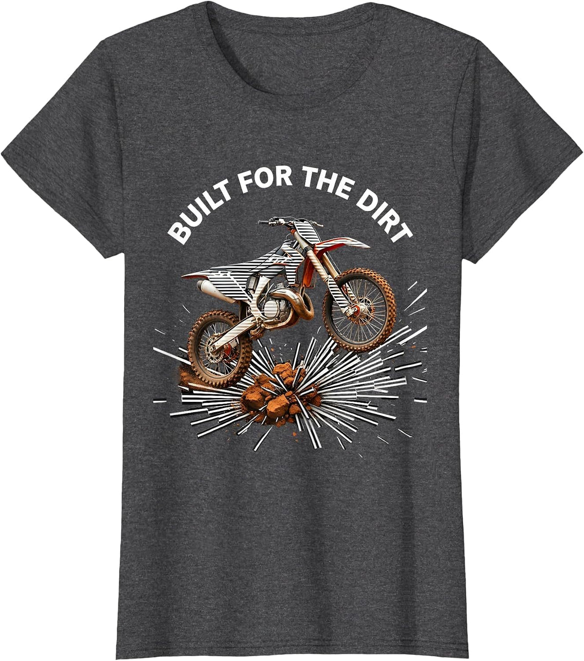 Women's Built for the Dirt Dirt Bike Rider Design T-Shirt - Dark Heather Grey