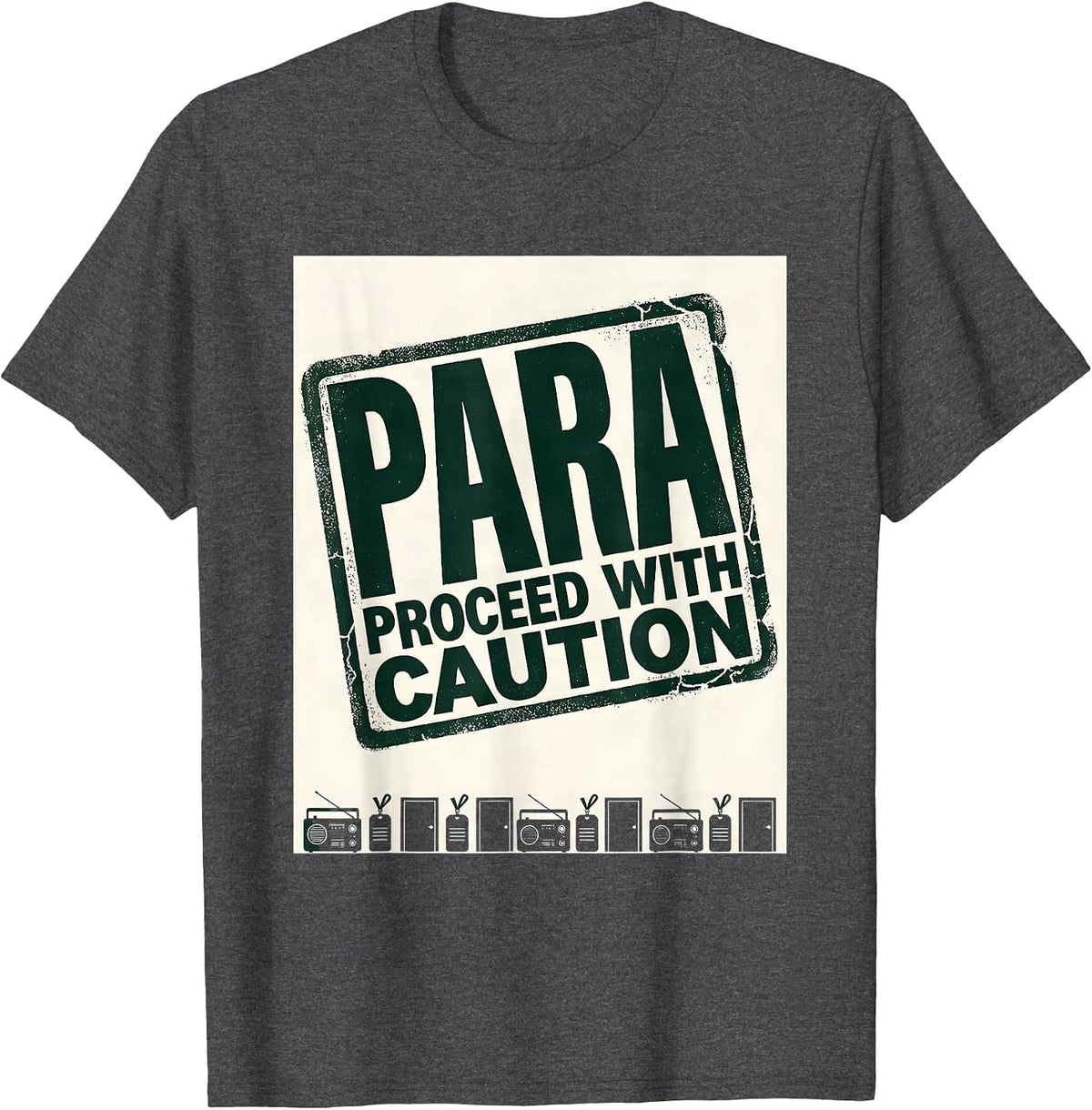 Para Proceed With Caution Rubber Stamp Paraprofessional T-Shirt - Dark Heather Grey