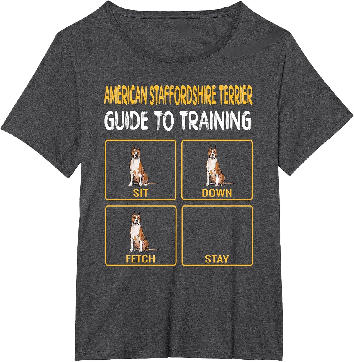 Funny Dog Training American Staffordshire Terrier T-Shirt - Dark Heather Grey