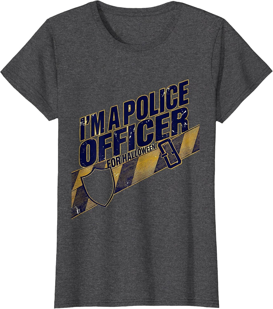 I'm A Police Officer For Halloween Costume Novelty Police T-Shirt, Women, Dark Heather Grey, Large - As Pictured