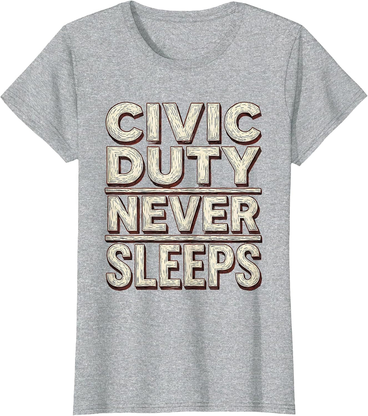 Civic Duty Never Sleeps Voting Pride Design T-Shirt - Heather Grey