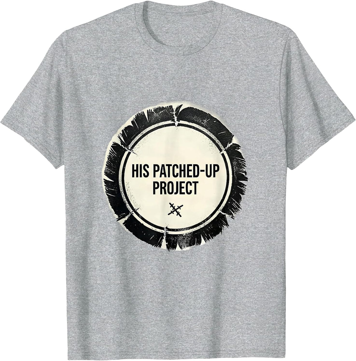 Men's His Patched-Up Project Rubber Stamp Faith Humor T-Shirt - Heather Grey