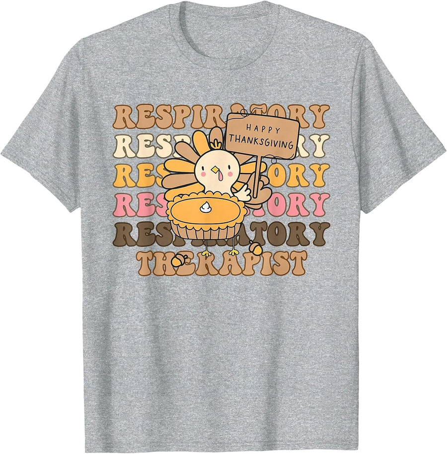 Respiratory Therapist RT Nurse Happy Thanksgiving T-Shirt - Heather Grey