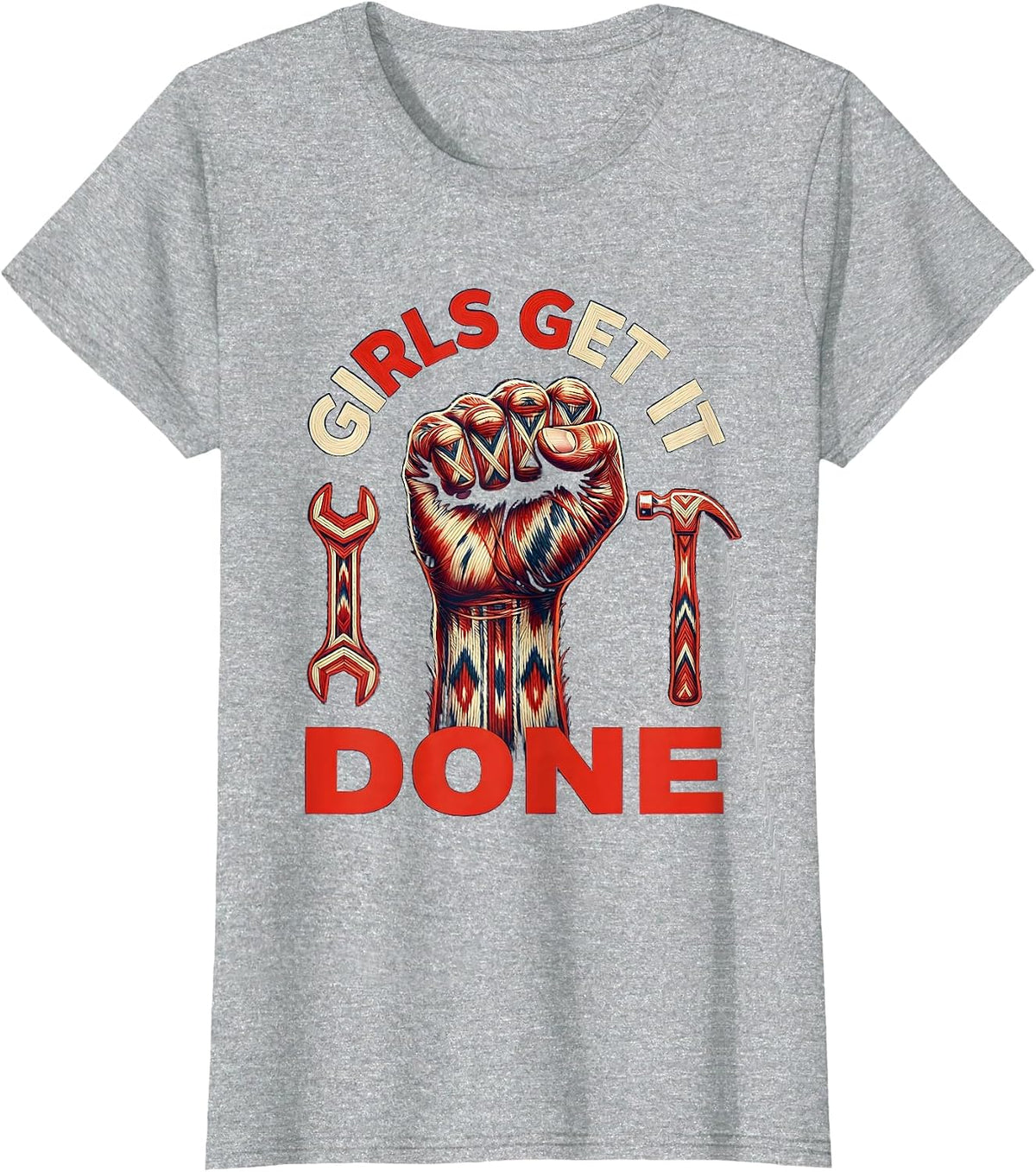 Girls Get It Done Labor Day Graphic Design T-Shirt - Heather Grey