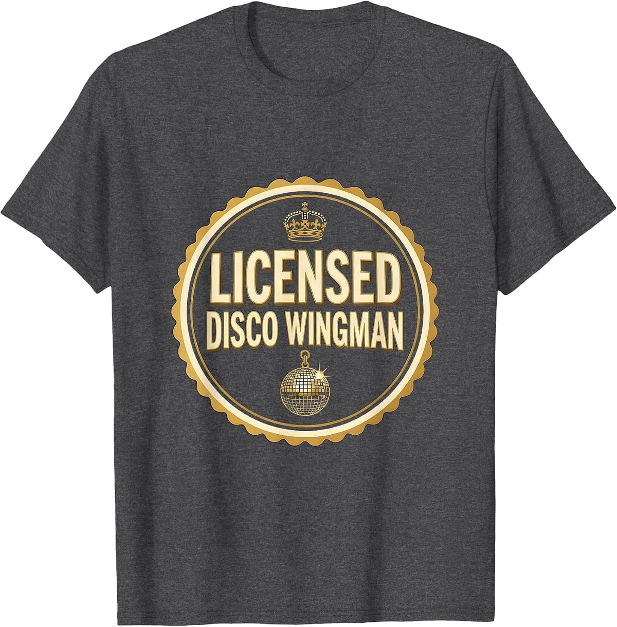 Men's Licensed Disco Wingman Retro 70s Disco Party Costume T-Shirt - Dark Heather Grey