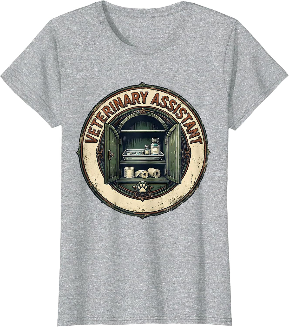 Veterinary Assistant Vintage Vet Tech Gift Occupational T-Shirt - Heather Grey
