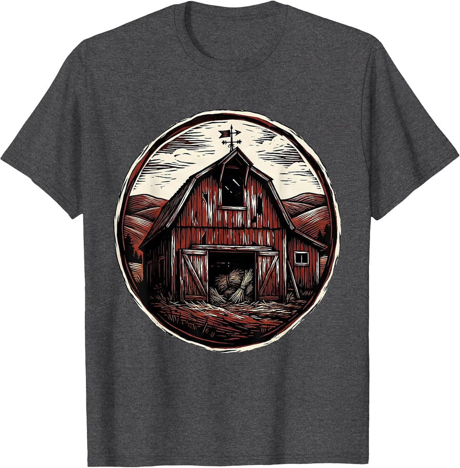 Men's Weathered Barn Rolling Hills Country Graphic T-Shirt - Dark Heather Grey