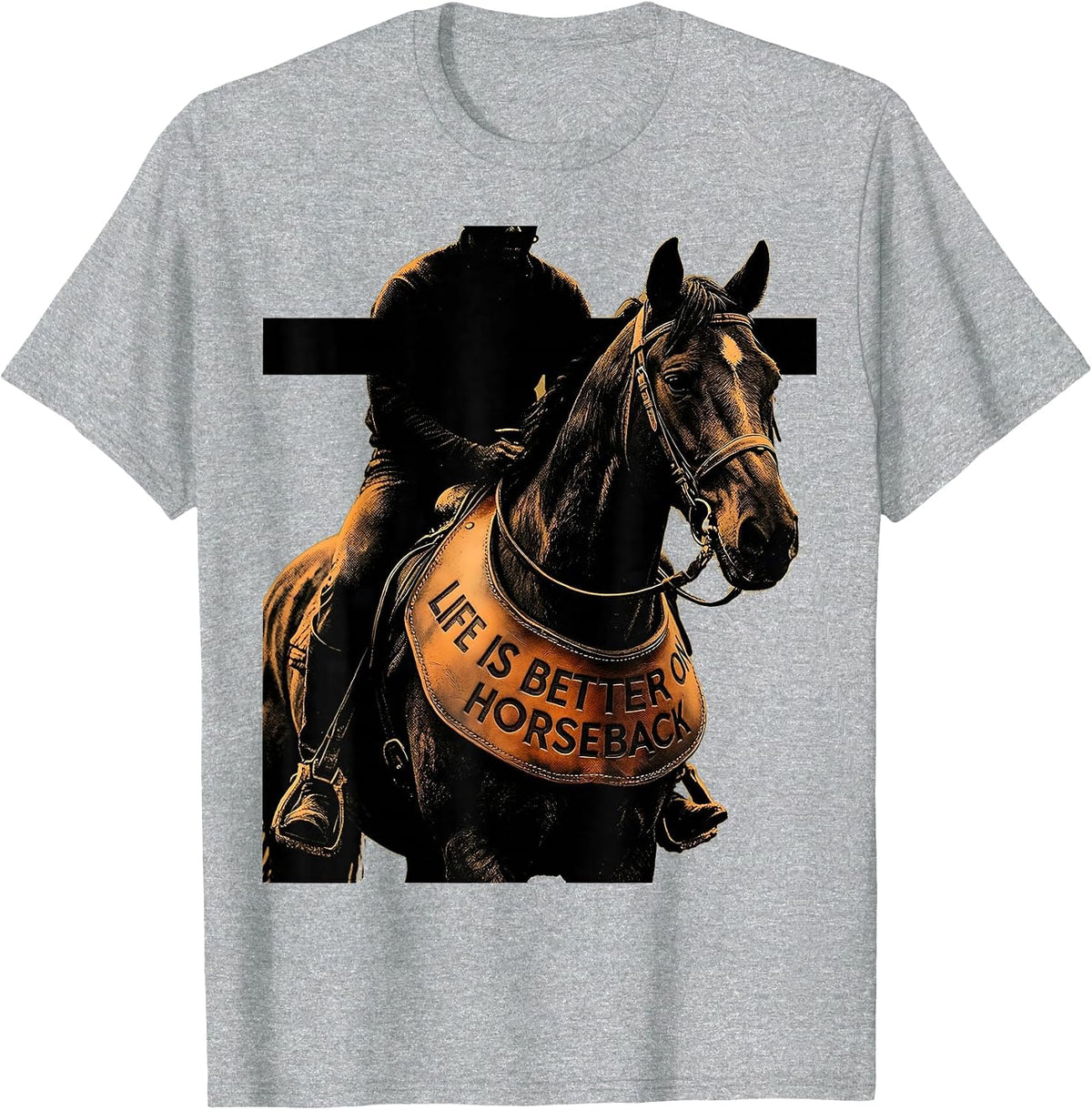 Men's Life Is Better On Horseback Western Design T-Shirt - Heather Grey