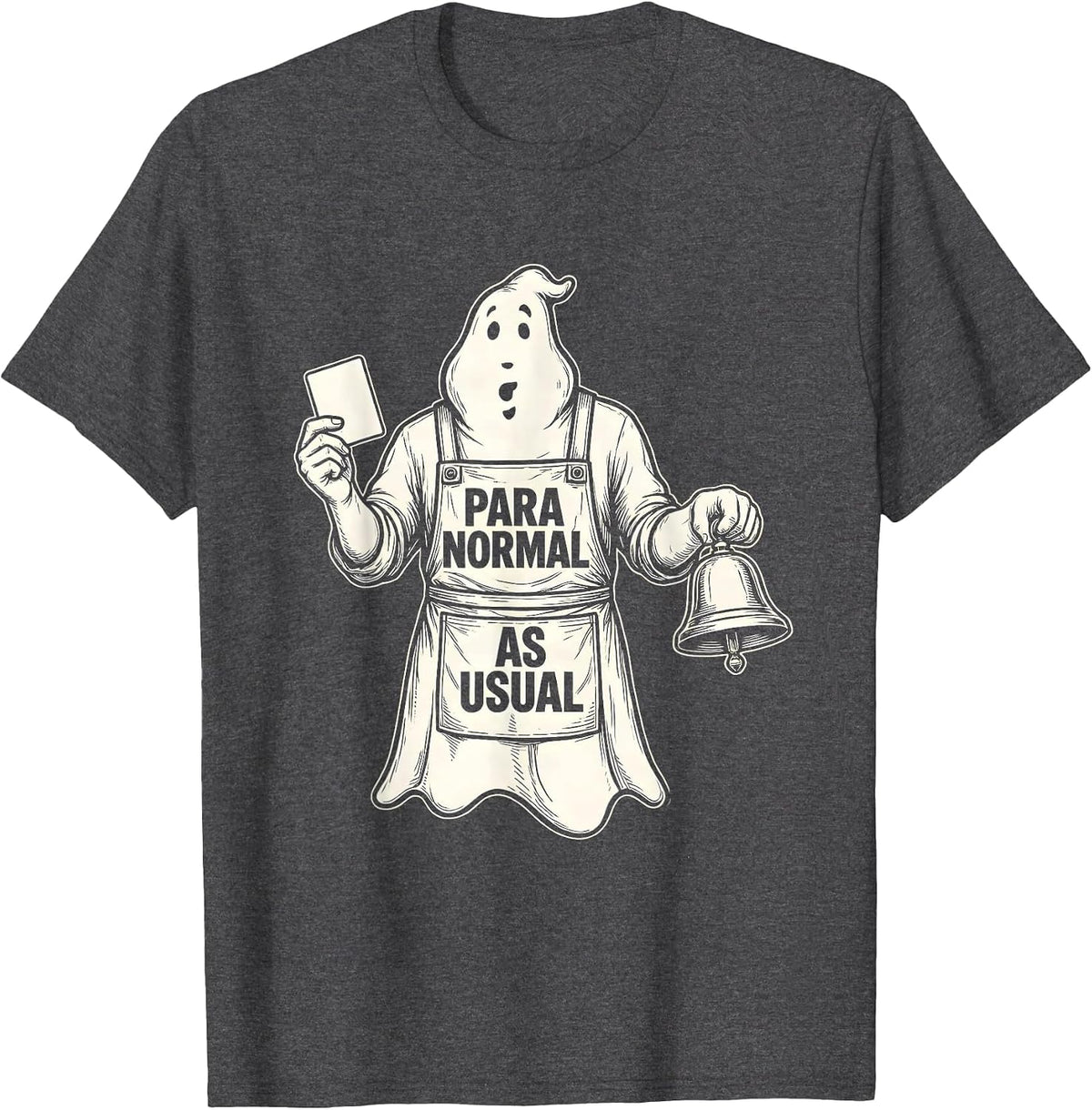 Men's Para Normal As Usual Funny Ghost Paraprofessional Halloween T-Shirt - Dark Heather Grey