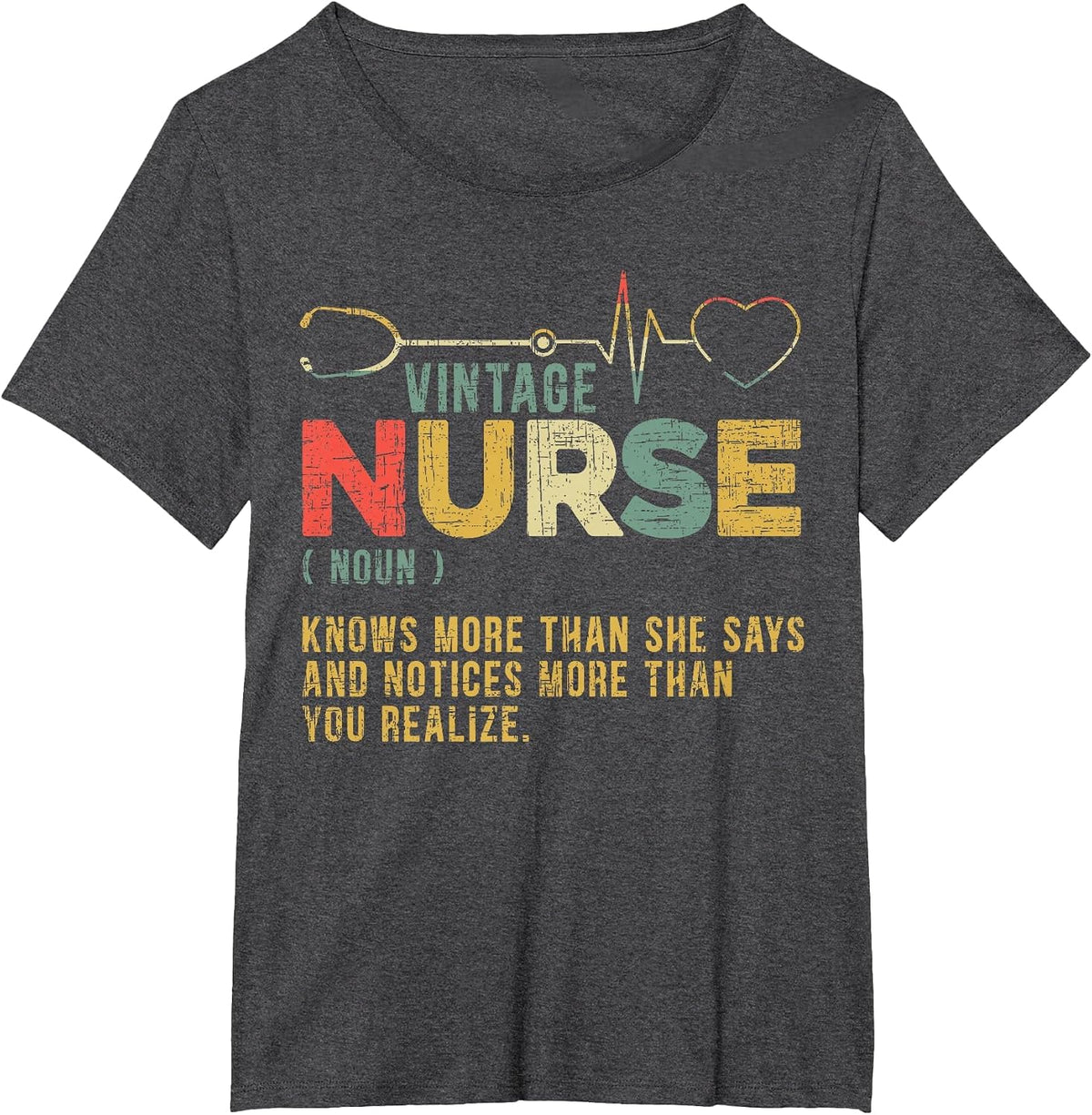 Vintage Nurse Definition Hospital Medical Registered Nursing T-Shirt - Dark Heather Grey