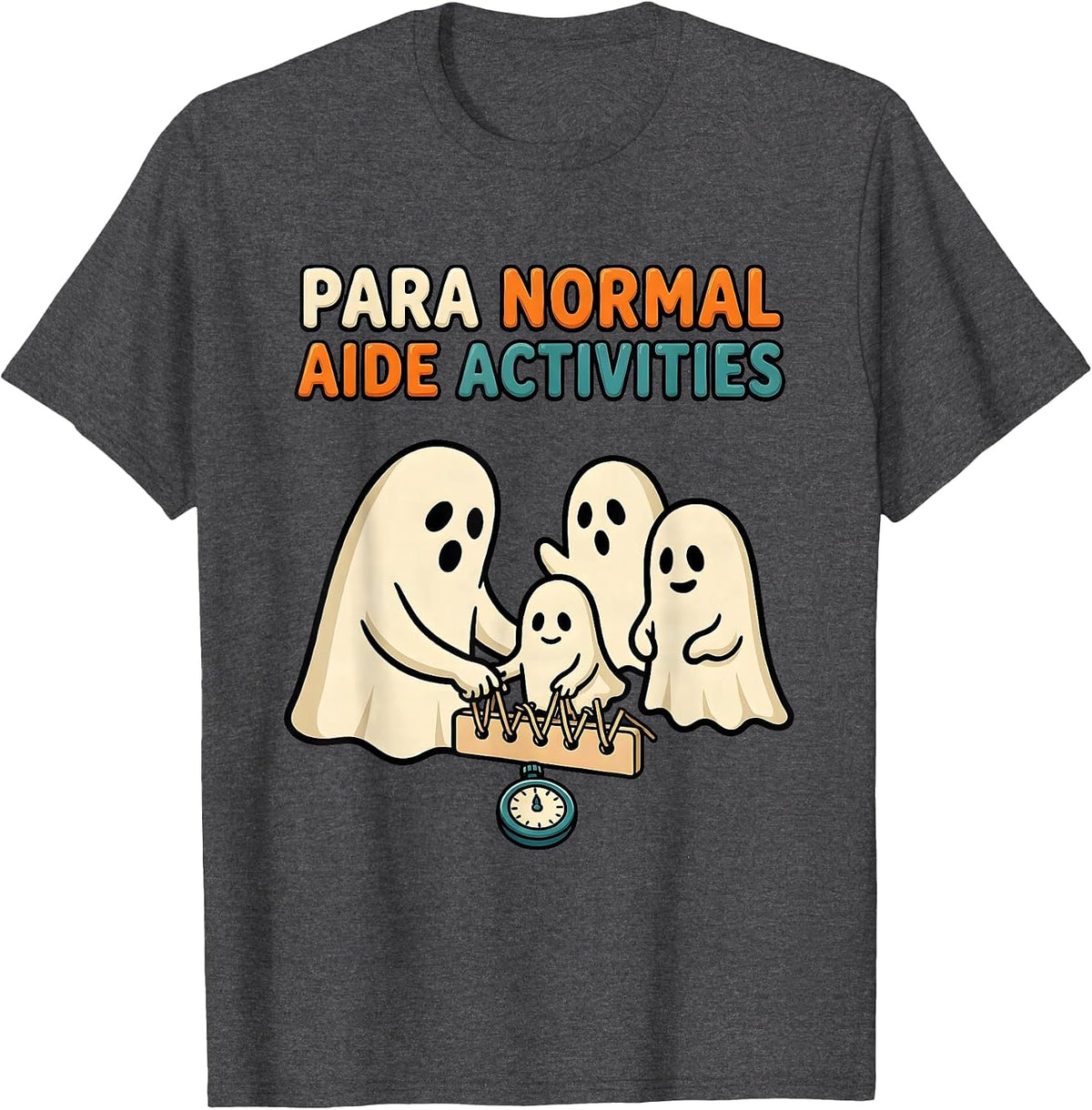 Men's Para Normal Aide Activities Funny Ghost Paraprofessional T-Shirt - Dark Heather Grey