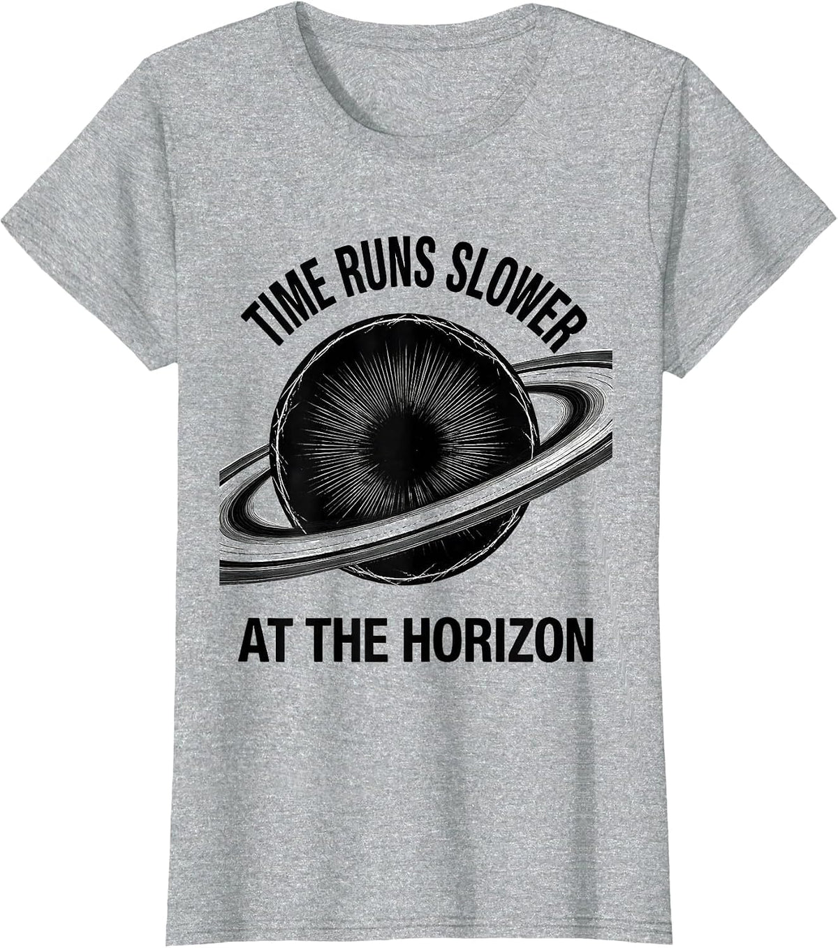 Women's Time Runs Slower At The Horizon Scratchboard Physics T-Shirt - Heather Grey