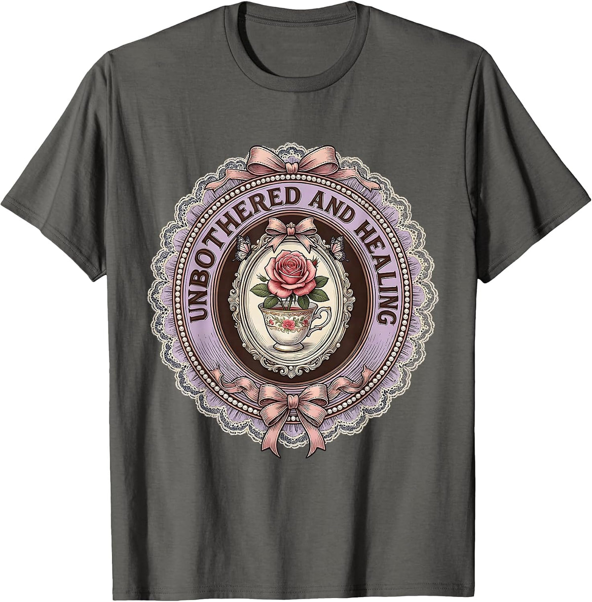 Unbothered and Healing Mental Health Matters Design T-Shirt - Asphalt Grey