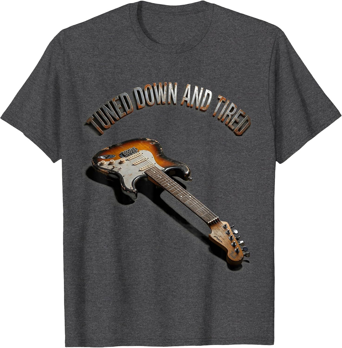 Tuned Down and Tired Grunge Music Design T-Shirt - Dark Heather Grey