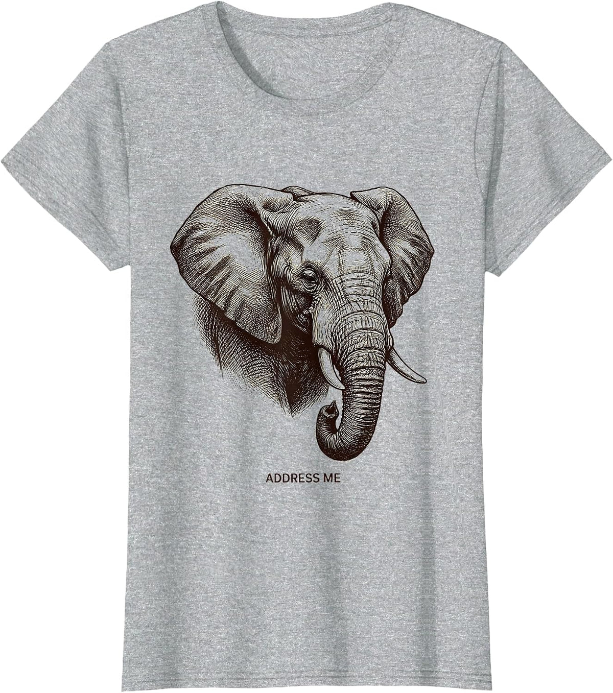 Address Me Crosshatch Elephant Head Cute Elephant Lover T-Shirt - Heather Grey