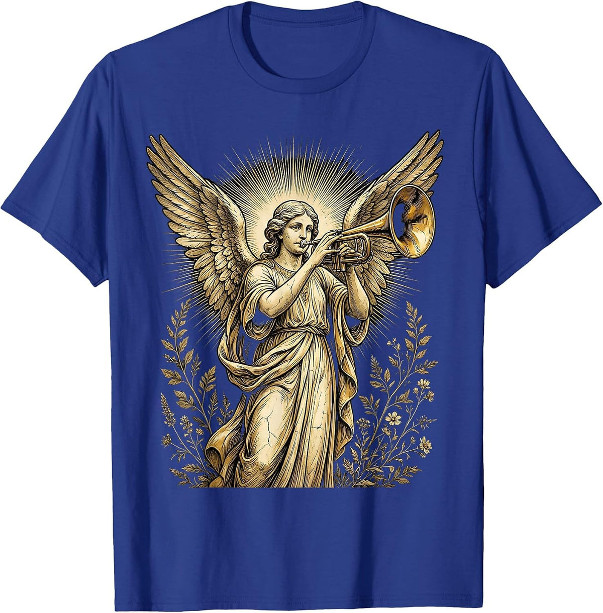 Make Heaven Crowded Angel Trumpet Graphic T-Shirt - Royal Blue