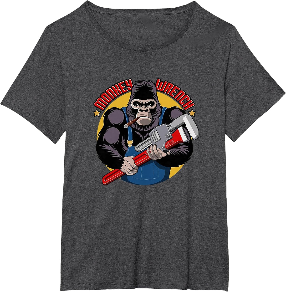 Monkey Wrench Mechanic Grease Monkey Car Repair Technician T-Shirt - Dark Heather Grey