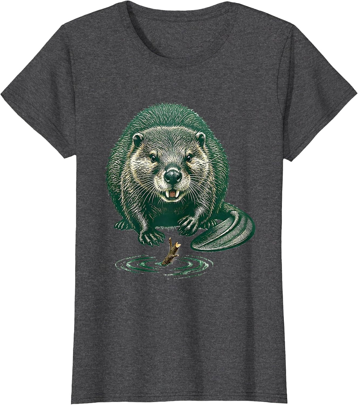 Women's Oversized Beaver Rubber Stamp Adult Humor Gift T-Shirt - Dark Heather Grey