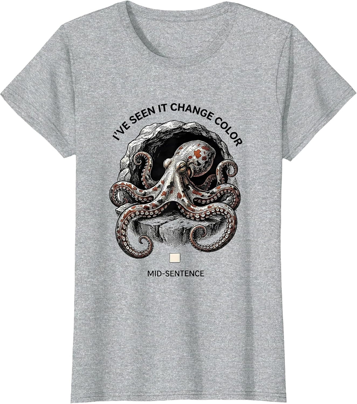 I've Seen It Change Color Mid-Sentence Naturalist Octopus T-Shirt - Heather Grey