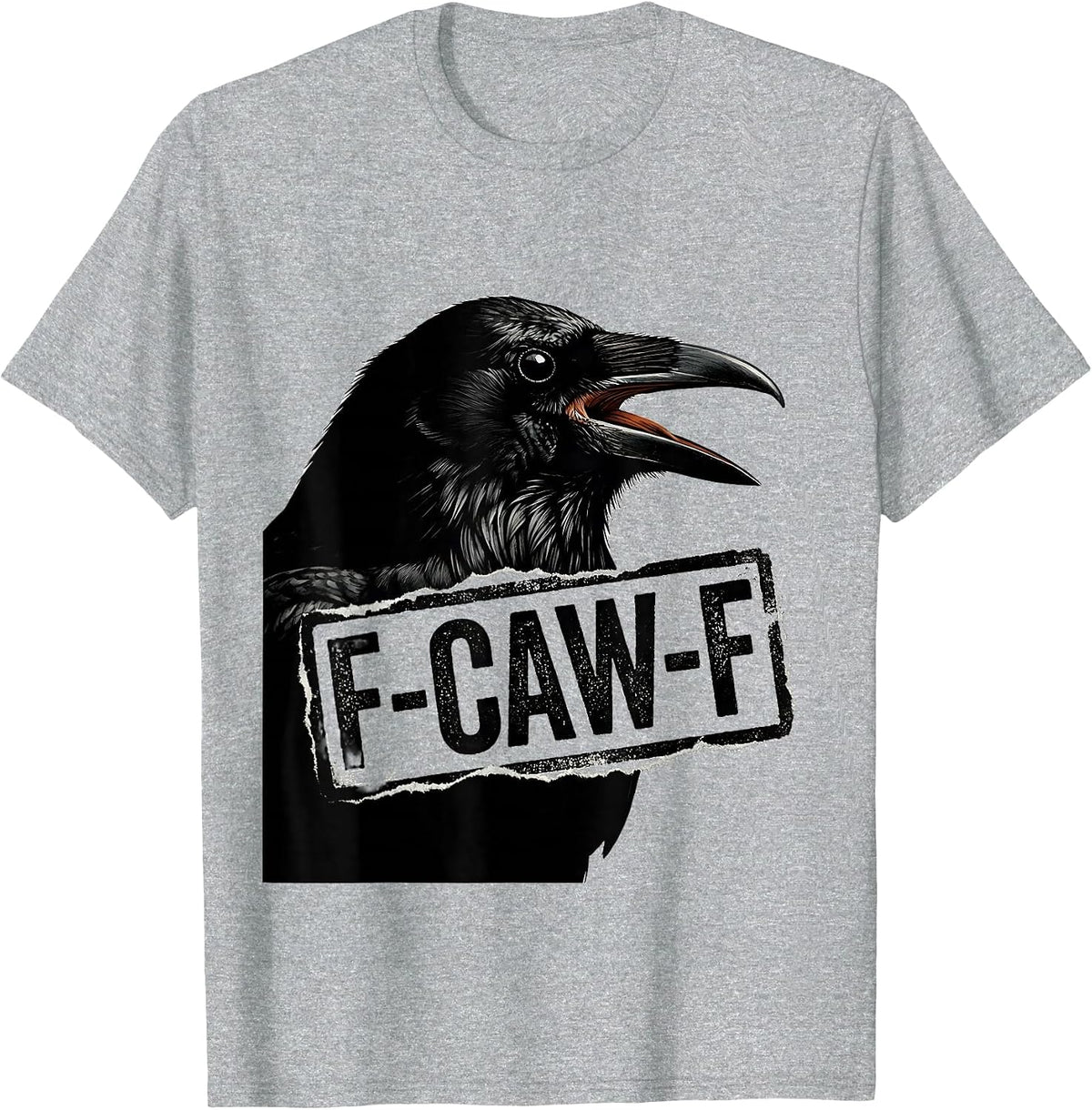 Men's F-CAW-F Funny Crow Gothic Humor Raven Bird Pun T-Shirt - Heather Grey