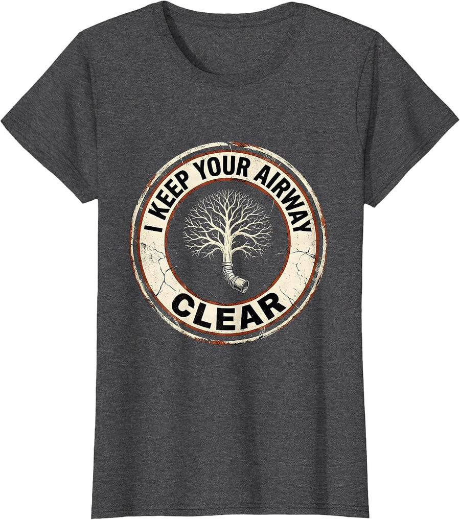 Women's I Keep Your Airway Clear Distressed Respiratory Therapist RT T-Shirt - Dark Heather Grey