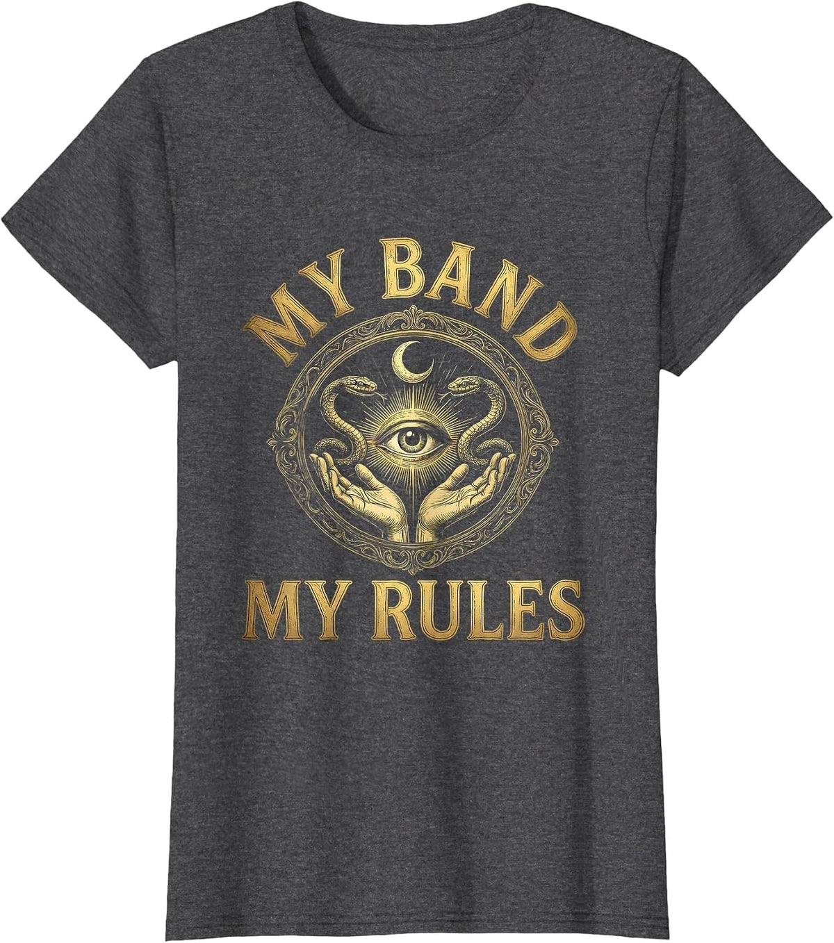 Women's My Band My Rules Bold Music Graphic Design T-Shirt - Dark Heather Grey
