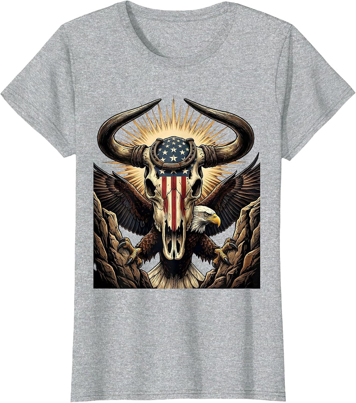 Rock Climber Sunrise Cliff Edge Graphic T-Shirt - Heather Grey