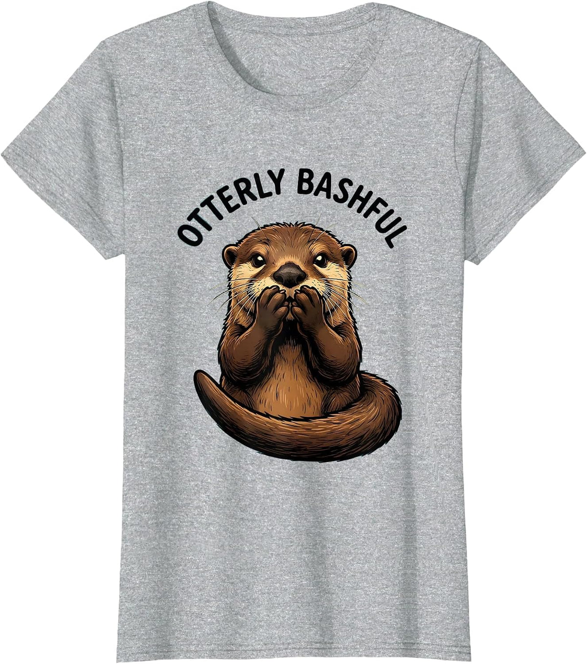 Otterly Bashful Cartoon Funny Otter Lover Gift For Kid Teen T-Shirt - Heather Grey