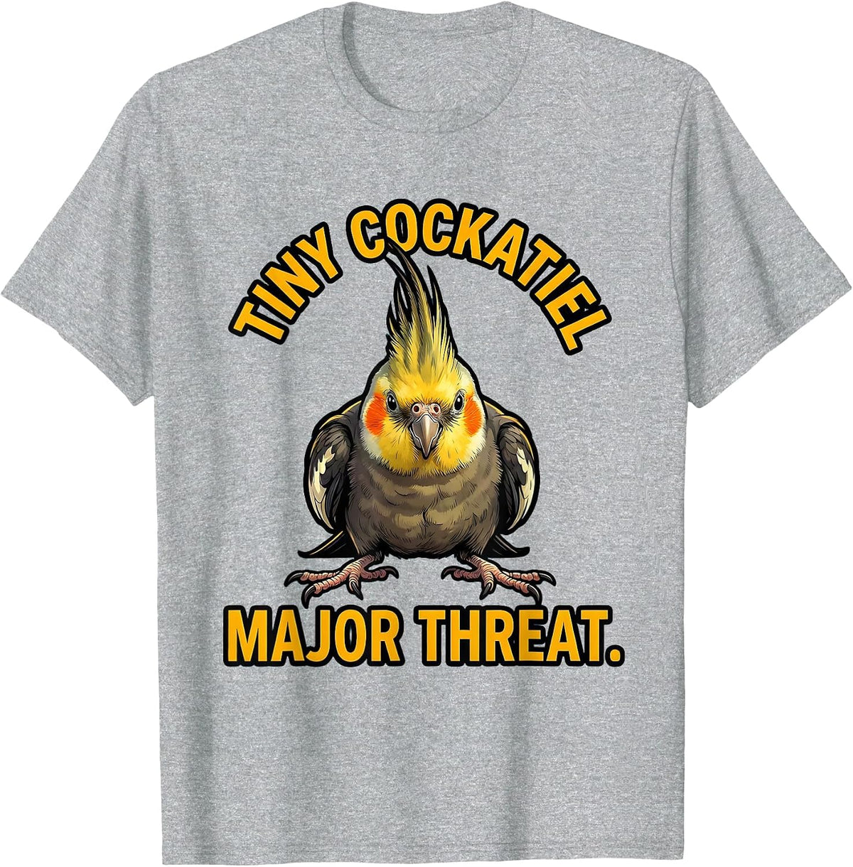 Men's Tiny Cockatiel, Major Threat Funny Cockatiel Bird Lover T-Shirt - Heather Grey