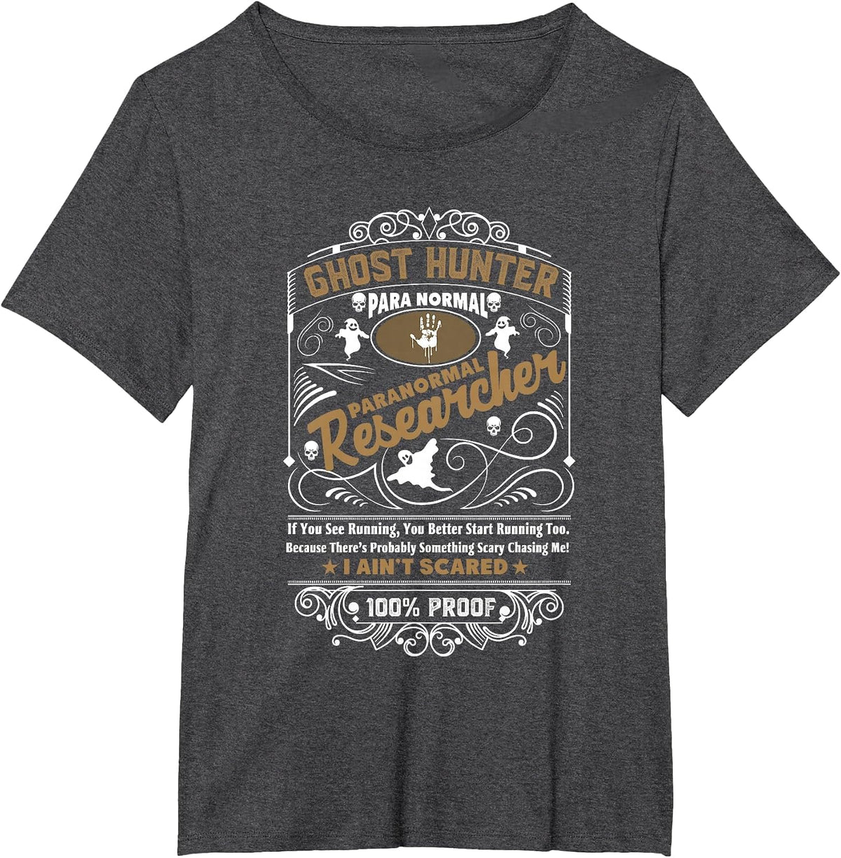 Ghost Hunter Paranormal Vintage Whisky Style T-Shirt - Dark Heather Grey