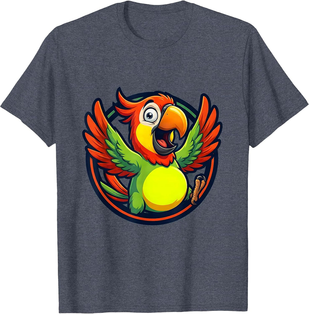 Funny Parrot Spilling Secrets to Wrong Person T-Shirt - Heather Blue